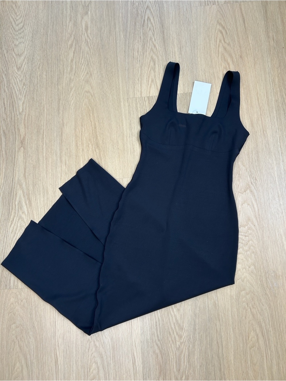 NWT Zara 1355/005/800 Polyamide Square Neck Bodycon Seamless Midi Dress M - Picture 2 of 7